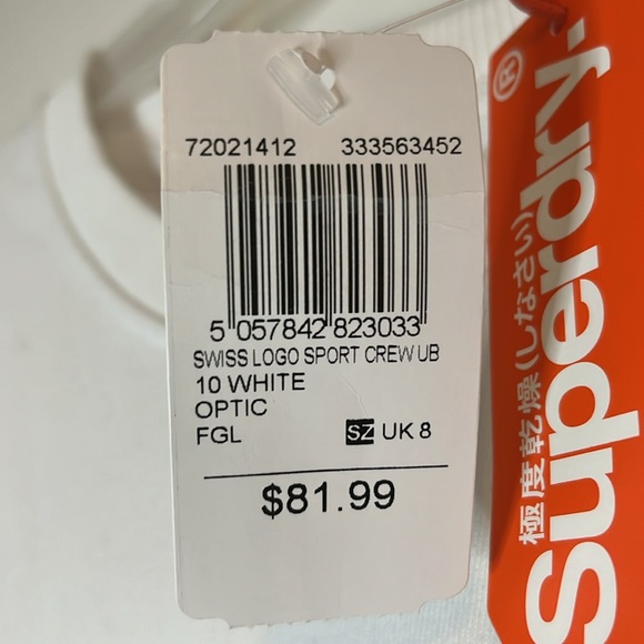 NWT Super dry sweatshirt crew neck for woman size US 4 white - Picture 10 of 10